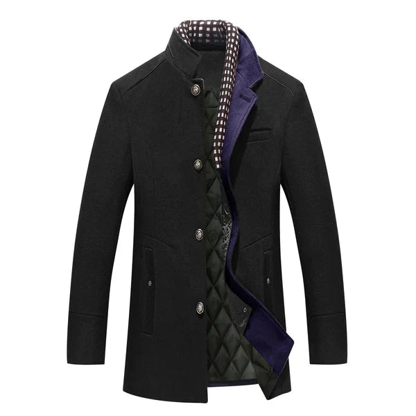 Cappotto Uomo in Misto Lana Doppio Collo Spesso Invernale