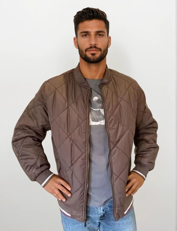 Giubbotto Bomber Uomo Trapuntato Geometrico Vestibilità Confortevole