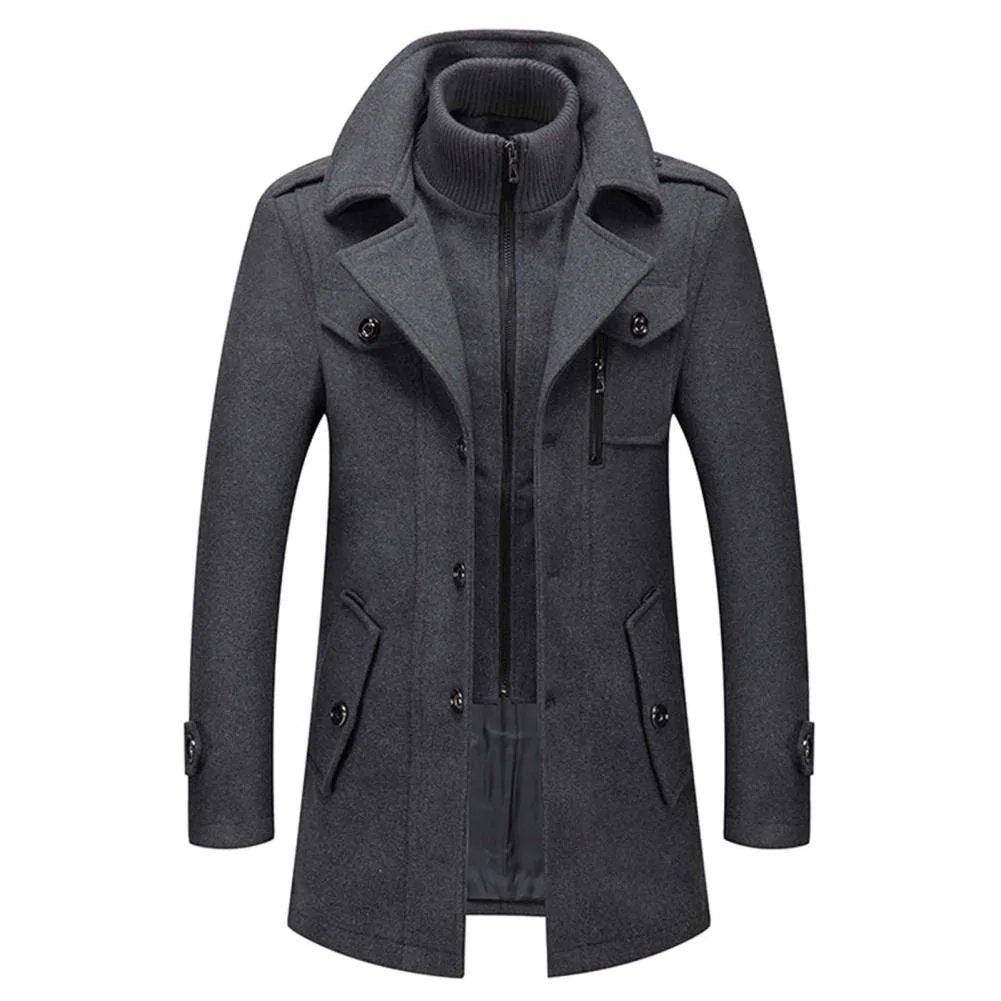 Cappotto Uomo in Lana Doppio Strato Monopetto Spesso