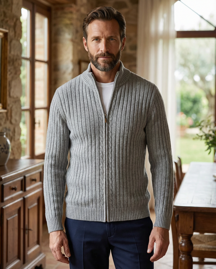 Gilet Uomo con Zip Tessuto Morbido Vestibilità Classica
