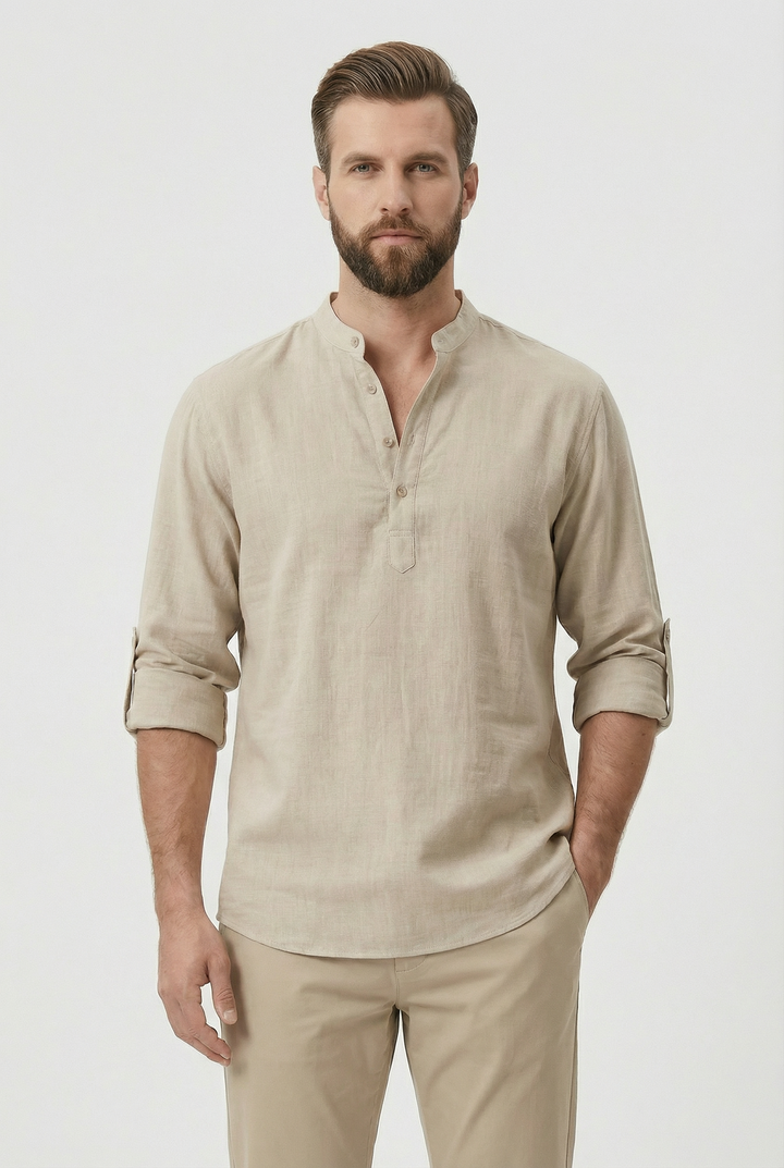 Camicia Uomo in Lino Traspirante Maniche Arrotolate - Vesarelli