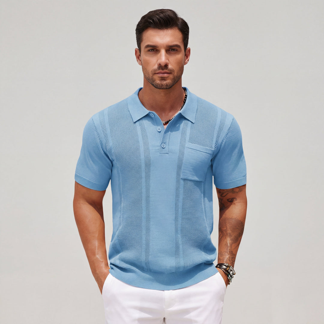 Polo Uomo Maglia Traforata Manica Corta con Tasca - Vesarelli