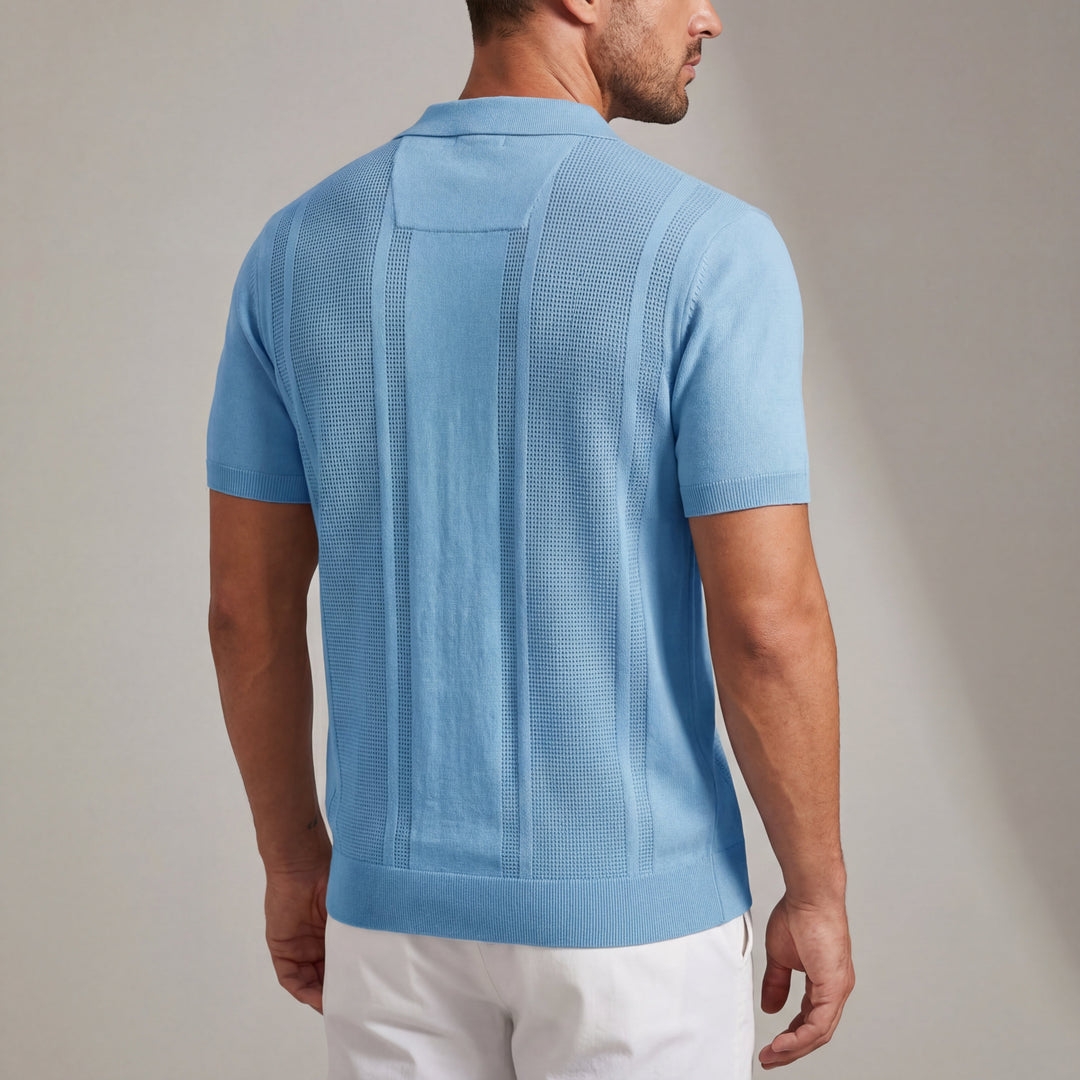 Polo Uomo Maglia Traforata Manica Corta con Tasca