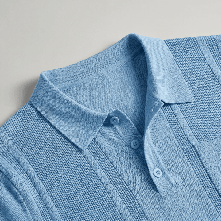 Polo Uomo Maglia Traforata Manica Corta con Tasca