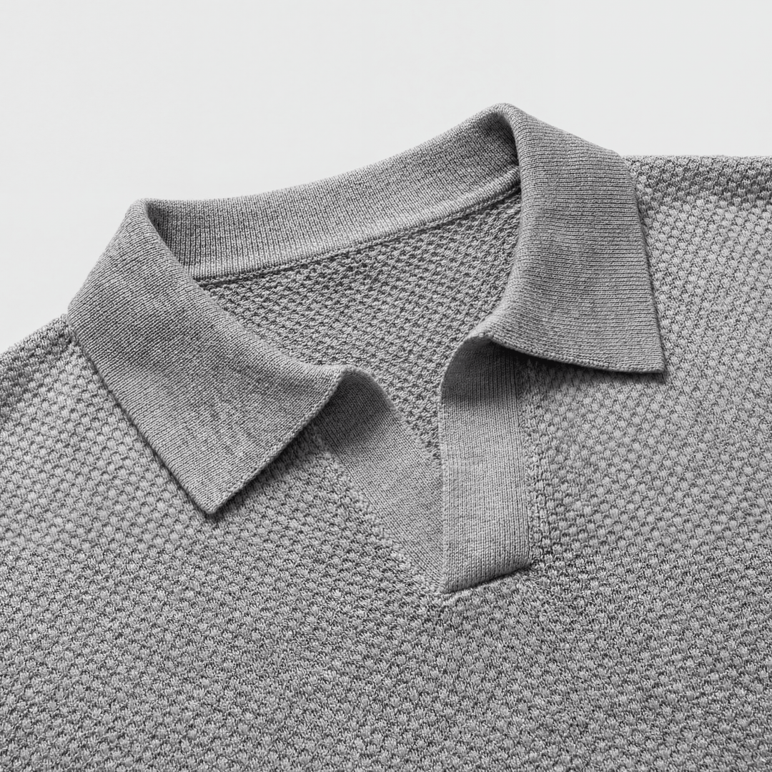 Polo Uomo Maglia Strutturata Colletto Aperto