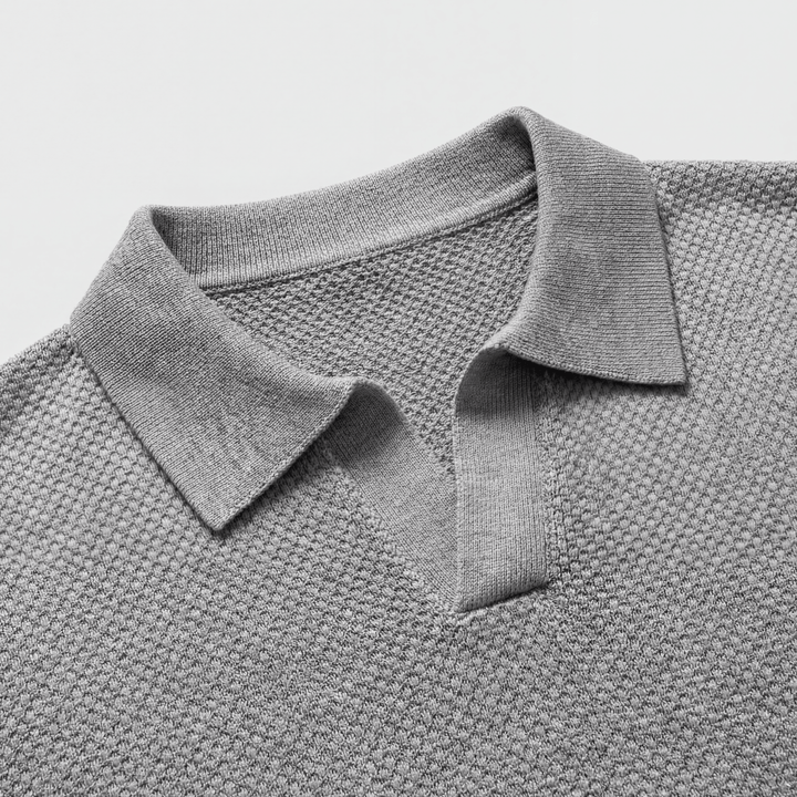 Polo Uomo Maglia Strutturata Colletto Aperto