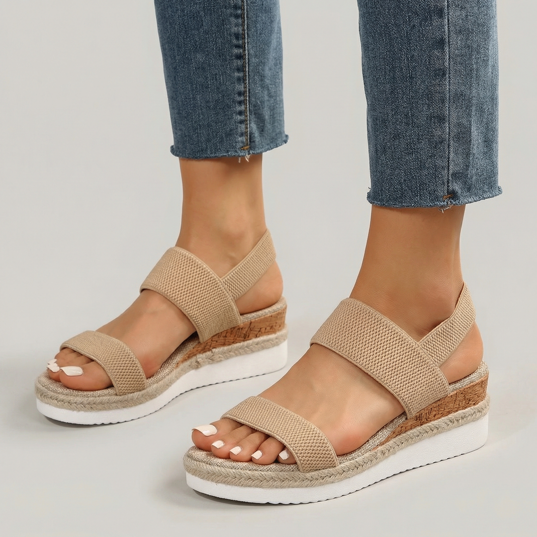 Sandalo Donna Zeppa Espadrille Fascia Elastica Comoda - Vesarelli