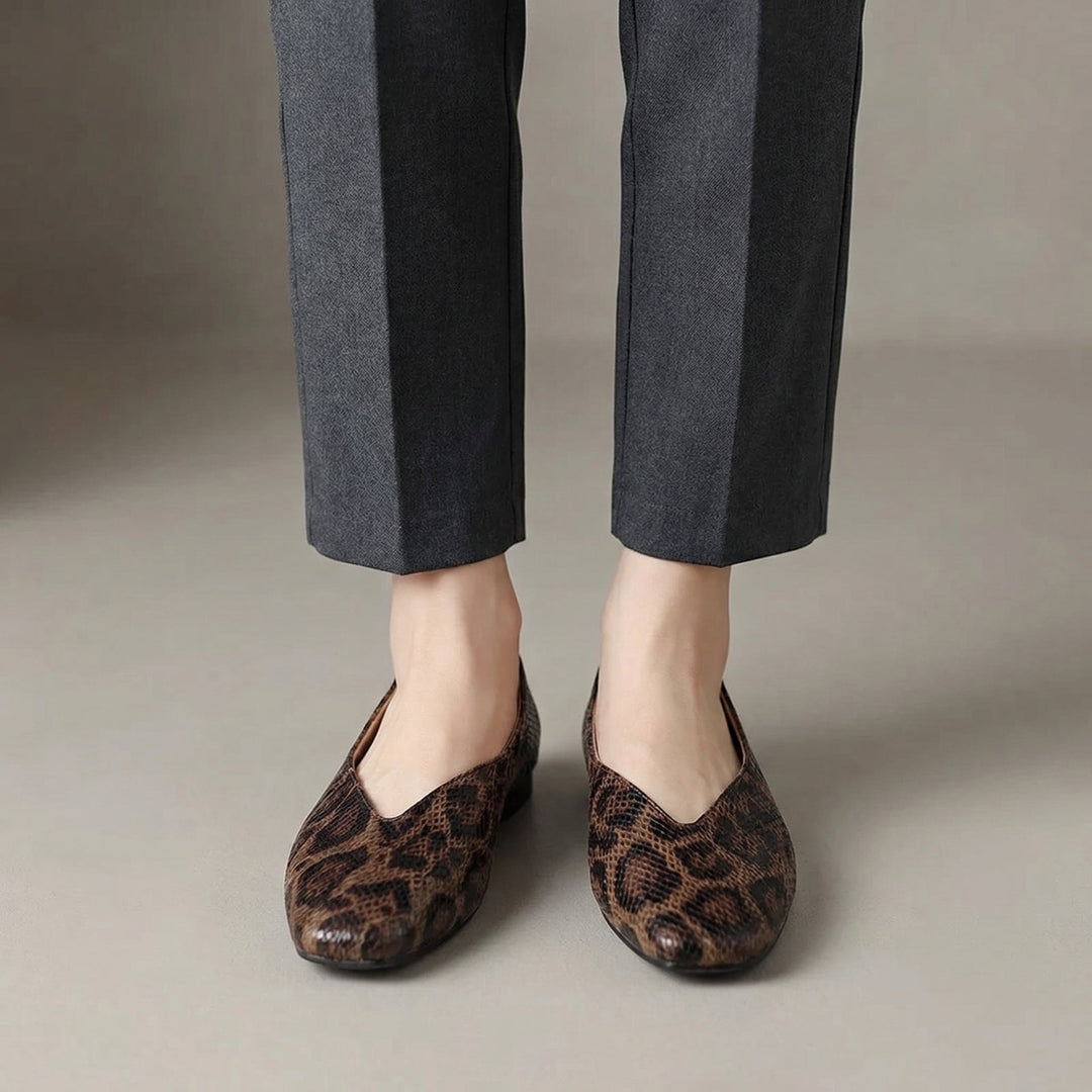 Ballerine Donna Pelle Vegana Scollo Basso Animalier - Vesarelli