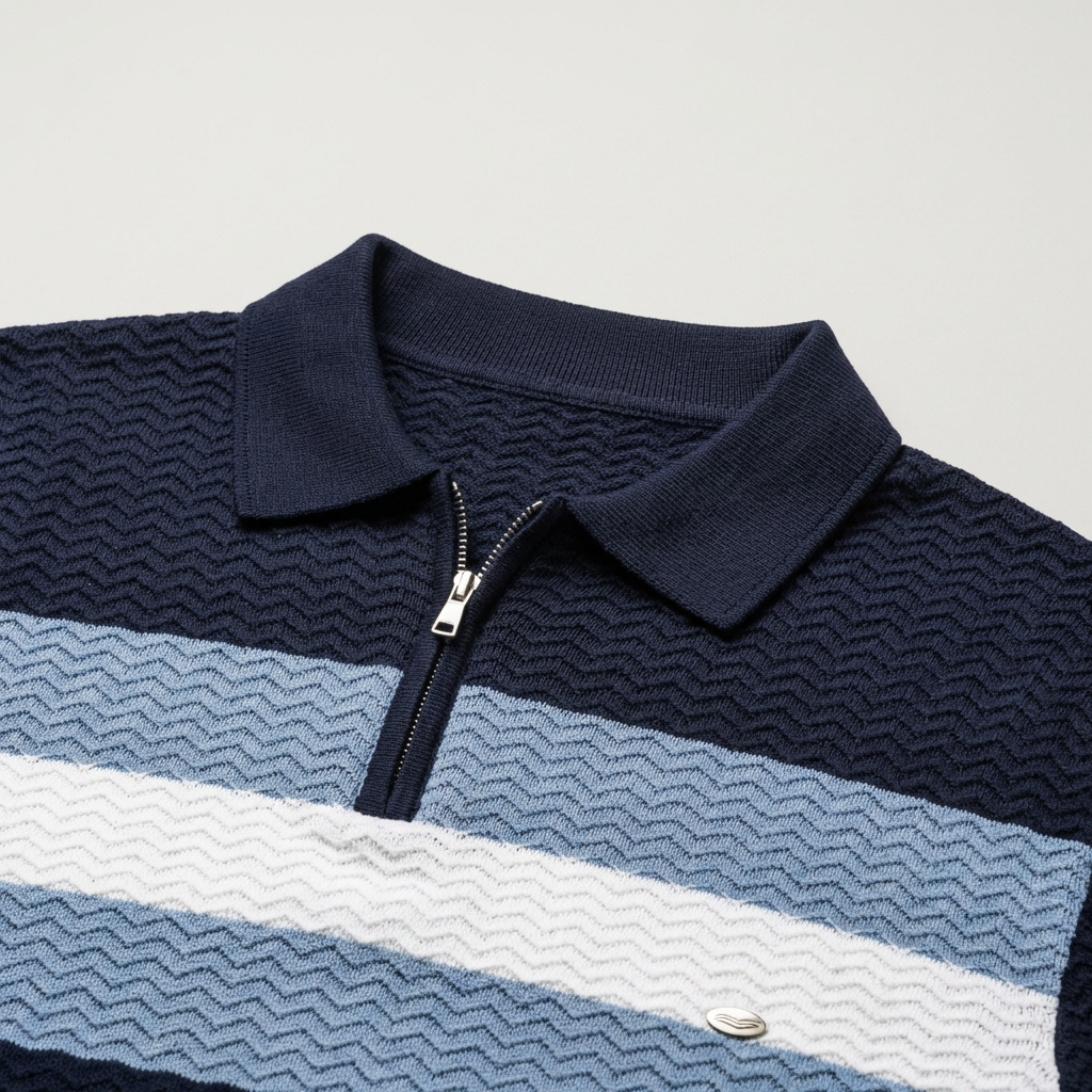 Polo Uomo Cotone Classic Fit con Zip a Un Quarto