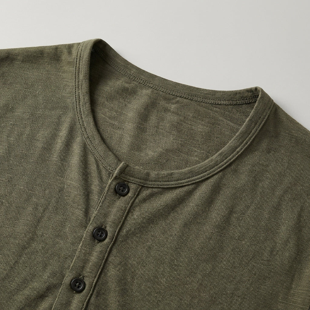Maglietta Uomo Maniche Lunghe Collo Henley
