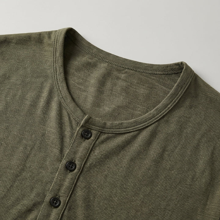 Maglietta Uomo Maniche Lunghe Collo Henley