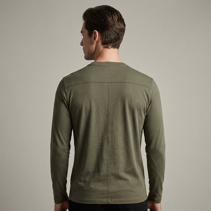 Maglietta Uomo Maniche Lunghe Collo Henley