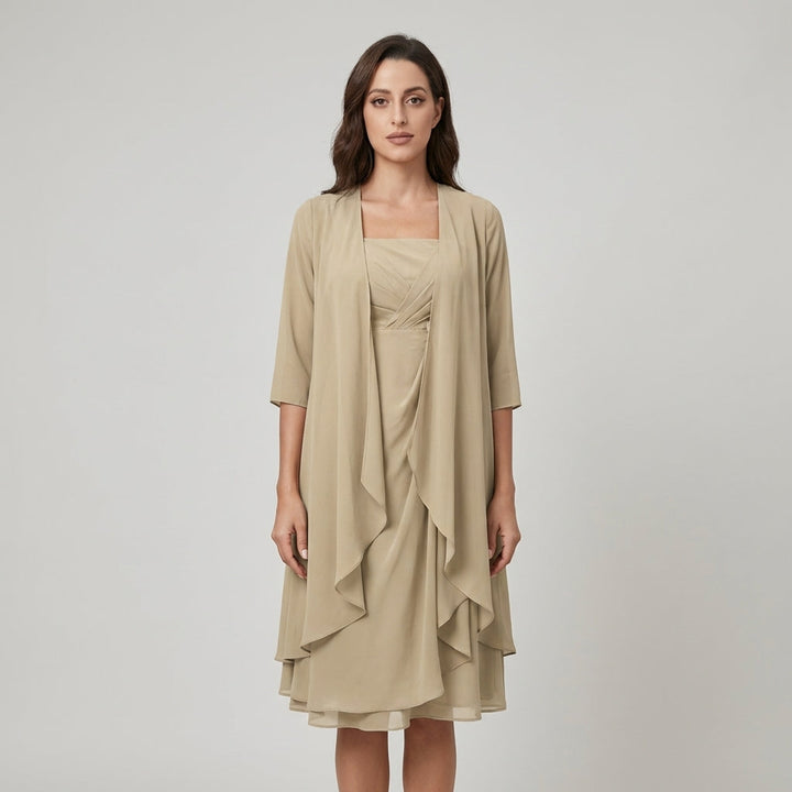 Abito Midi Donna Cerimonia Chiffon con Ruches - Vesarelli