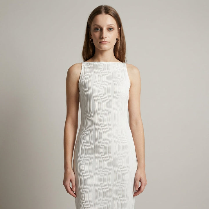 Abito Midi Donna Estivo Spalline Texture Increspature - Vesarelli