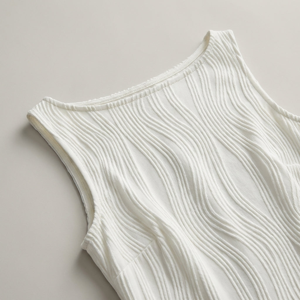 Abito Midi Donna Estivo Spalline Texture Increspature