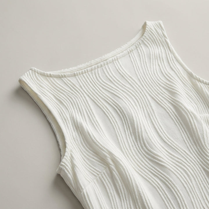 Abito Midi Donna Estivo Spalline Texture Increspature