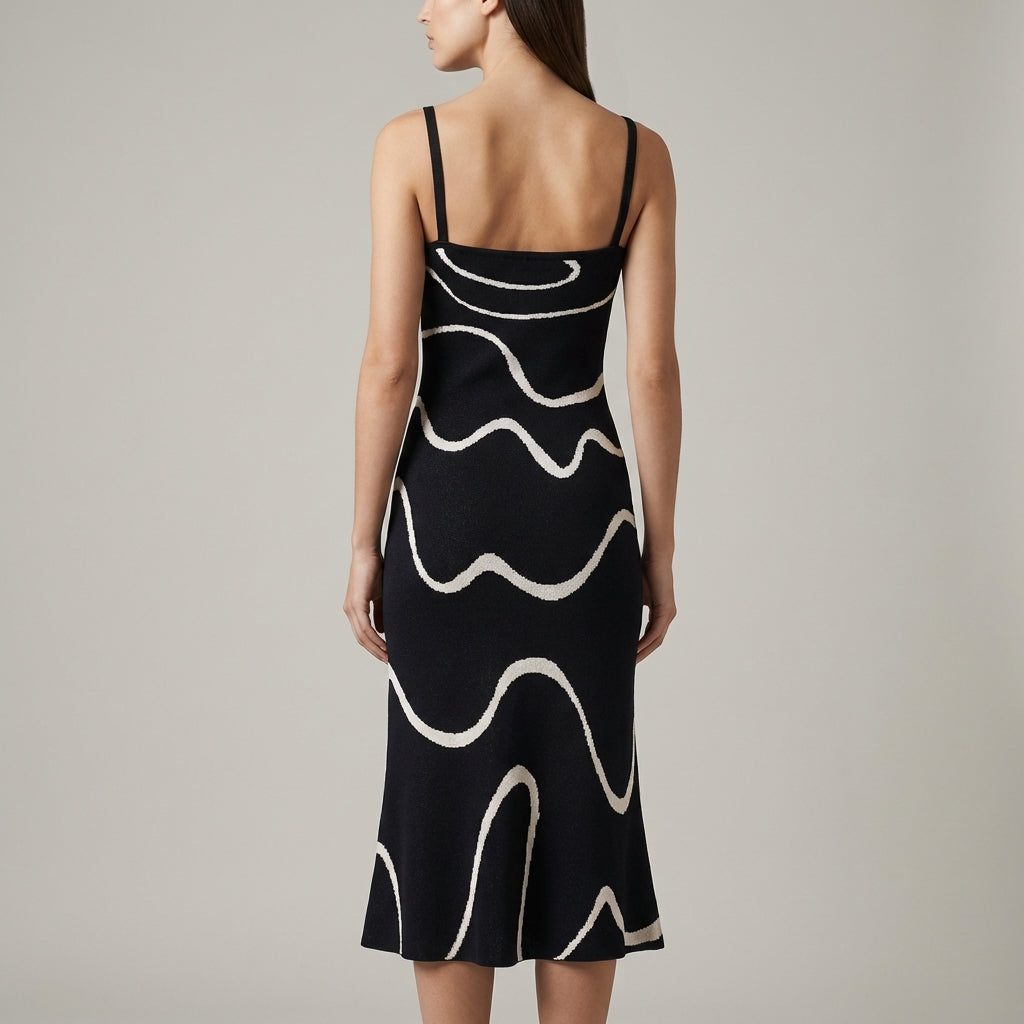 Abito Midi Donna in Maglia Orlo a Sirena