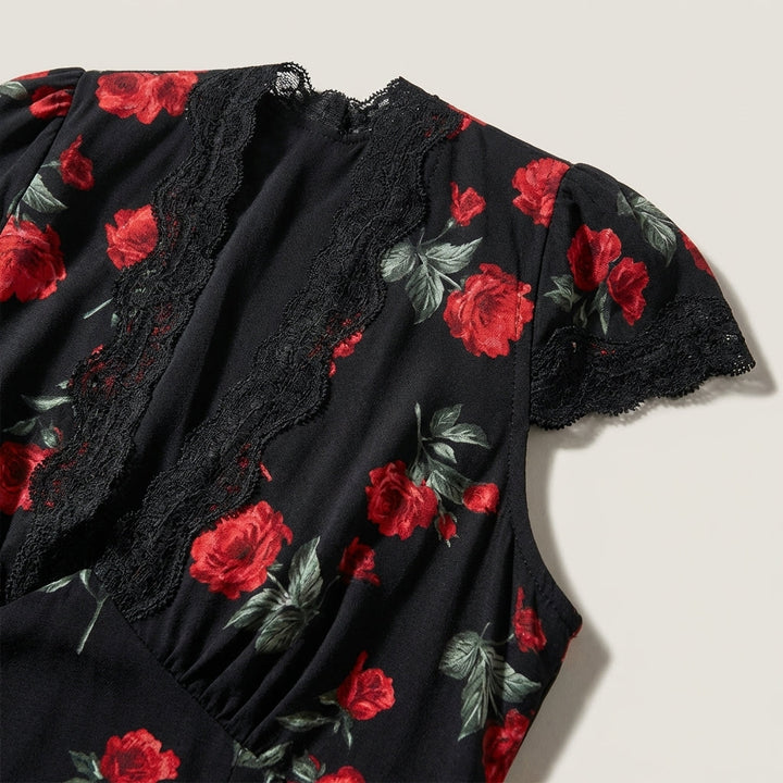 Abito Midi Donna Scollo a V Tessuto Leggero Estivo