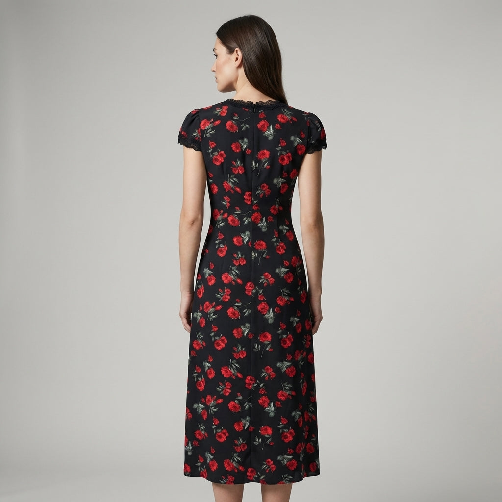 Abito Midi Donna Scollo a V Tessuto Leggero Estivo