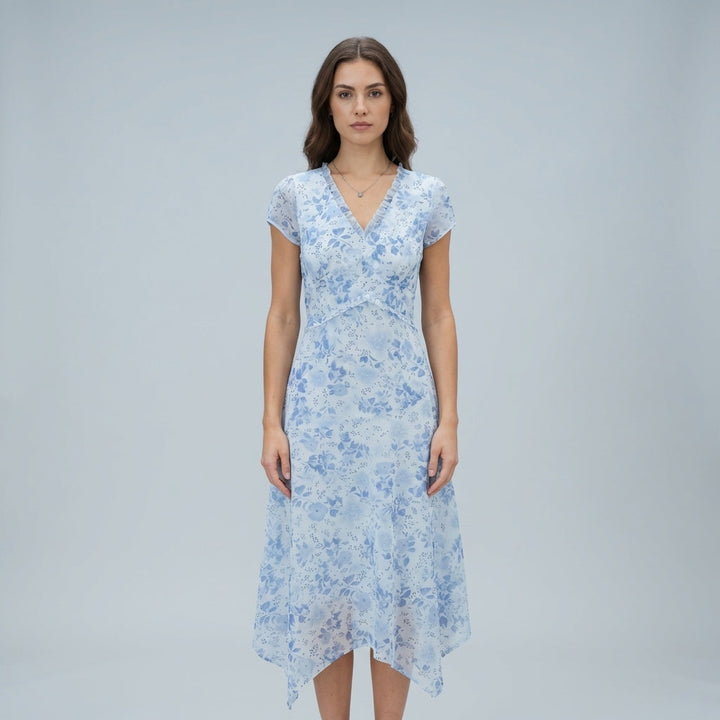 Abito Midi Donna Scollo a V Tessuto Leggero Estivo - Vesarelli