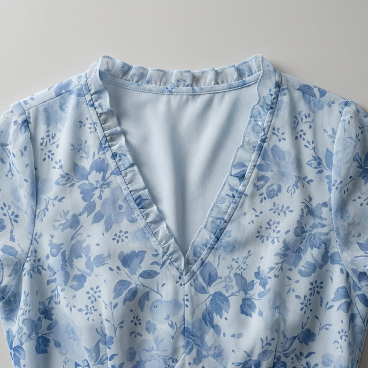 Abito Midi Donna Scollo a V Tessuto Leggero Estivo