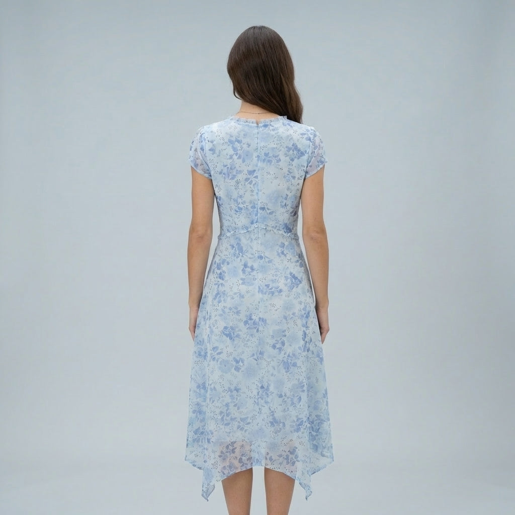 Abito Midi Donna Scollo a V Tessuto Leggero Estivo