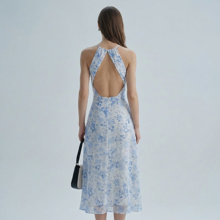 Abito Midi Donna Floreale Scollo Allamericana Estivo