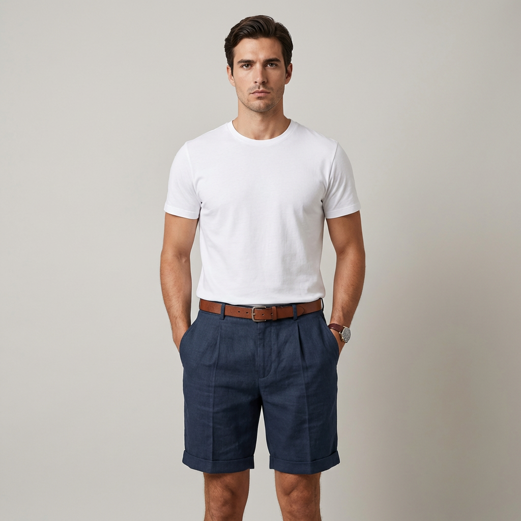 Pantaloncini Uomo Classici Orlo Risvoltato Regular Fit - Vesarelli