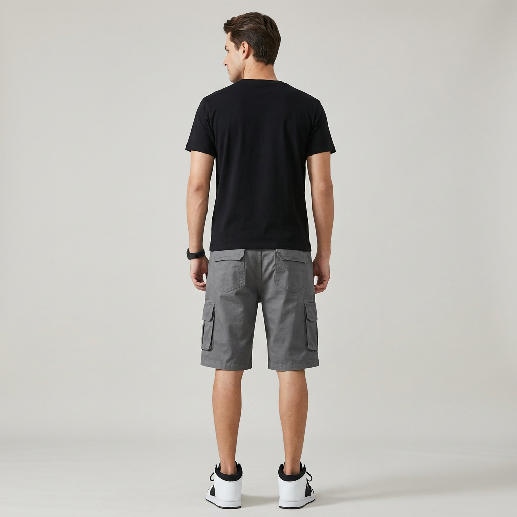 Pantaloncini Cargo Uomo Cotone Tasche Multiple