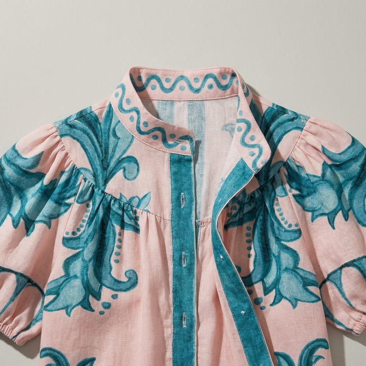 Abito Midi Donna in Lino Floreale Estivo
