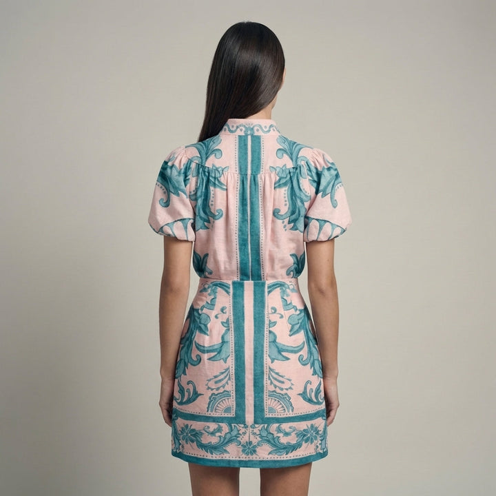 Abito Midi Donna in Lino Floreale Estivo