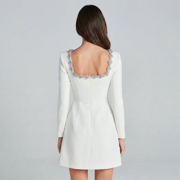 Abito Mini Donna Maniche Lunghe Dettagli Gioiello