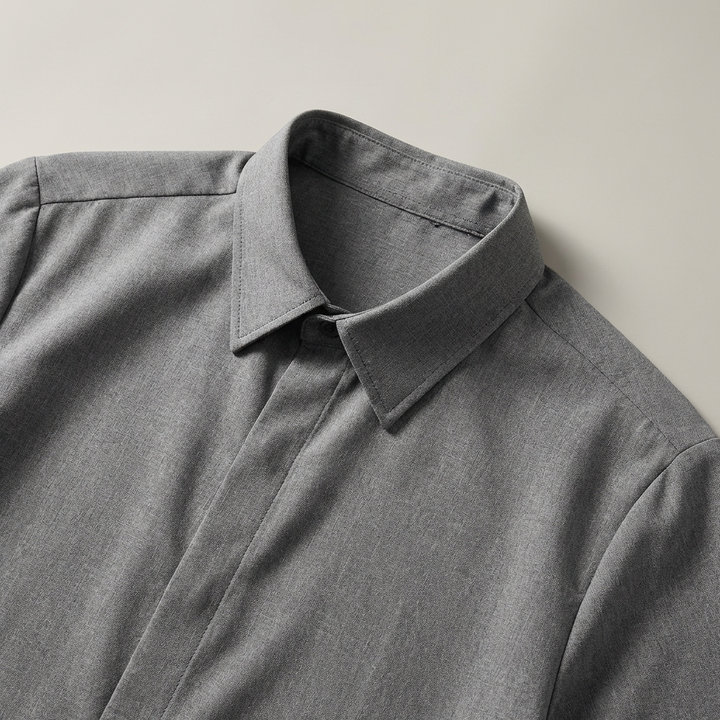 Camicia Uomo Misto Cotone Lino Maniche Corte