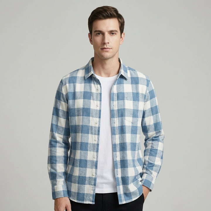 Camicia Uomo Classica Cotone Spazzolato Quadri - Vesarelli