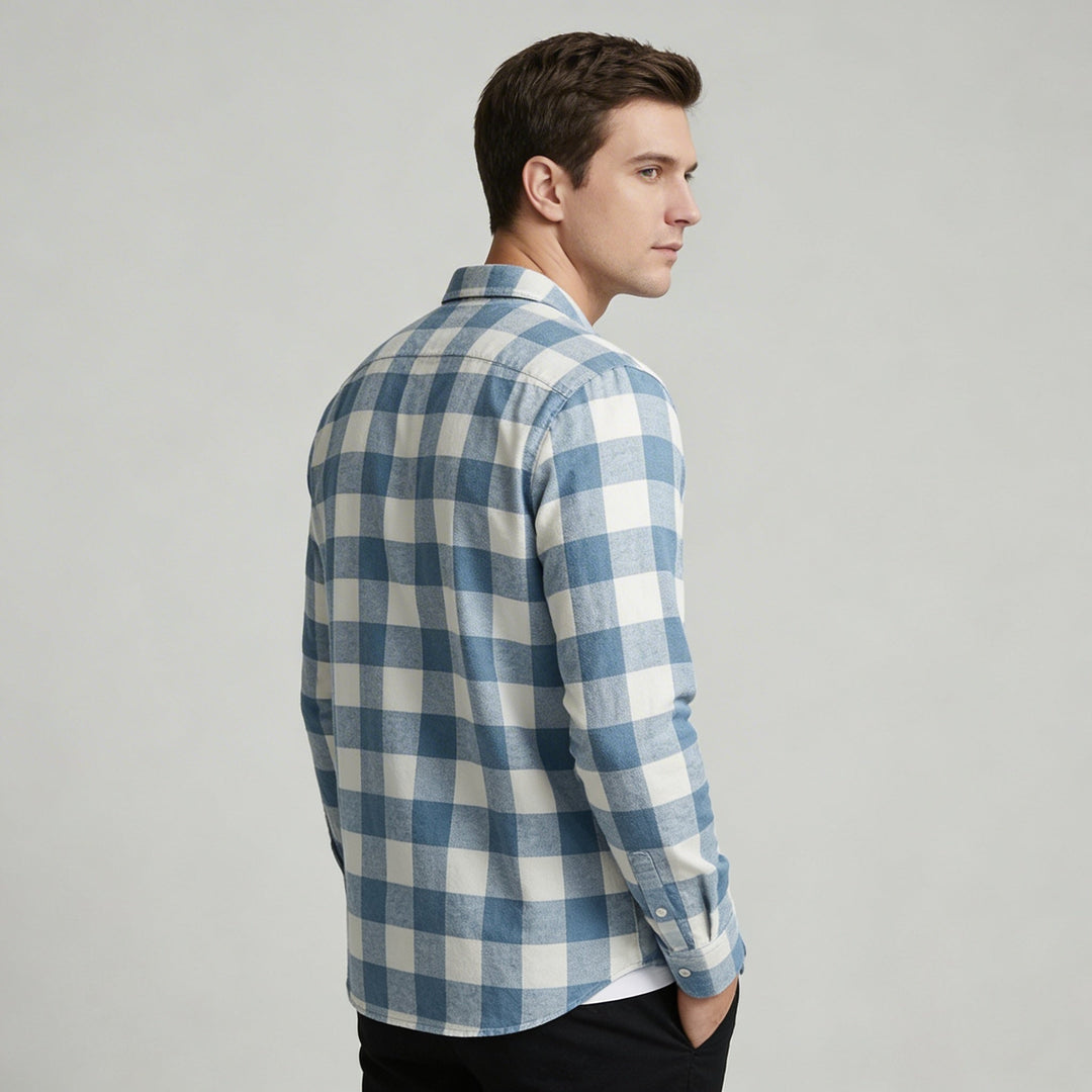 Camicia Uomo Classica Cotone Spazzolato Quadri