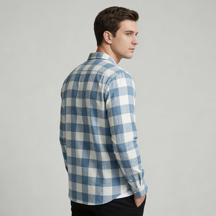 Camicia Uomo Classica Cotone Spazzolato Quadri