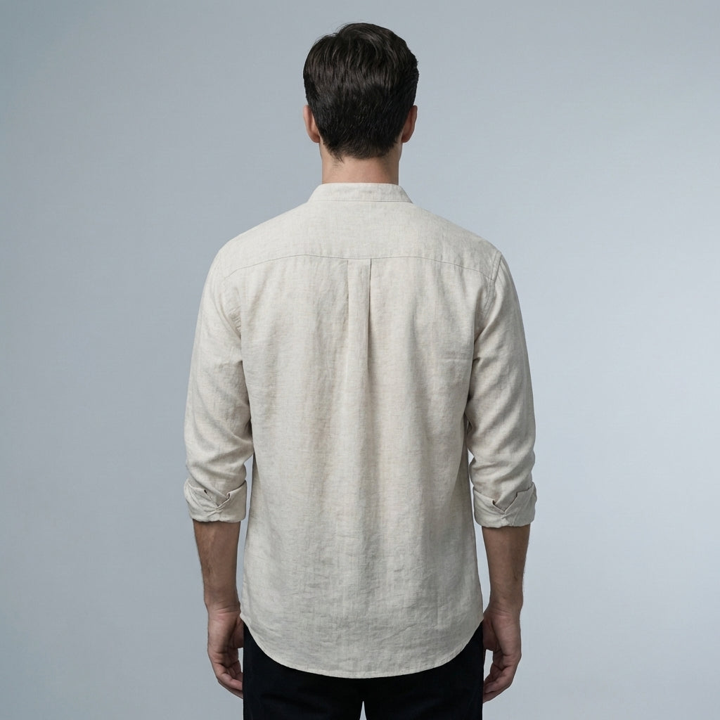 Camicia Uomo Casual in Lino Vestibilità Regular