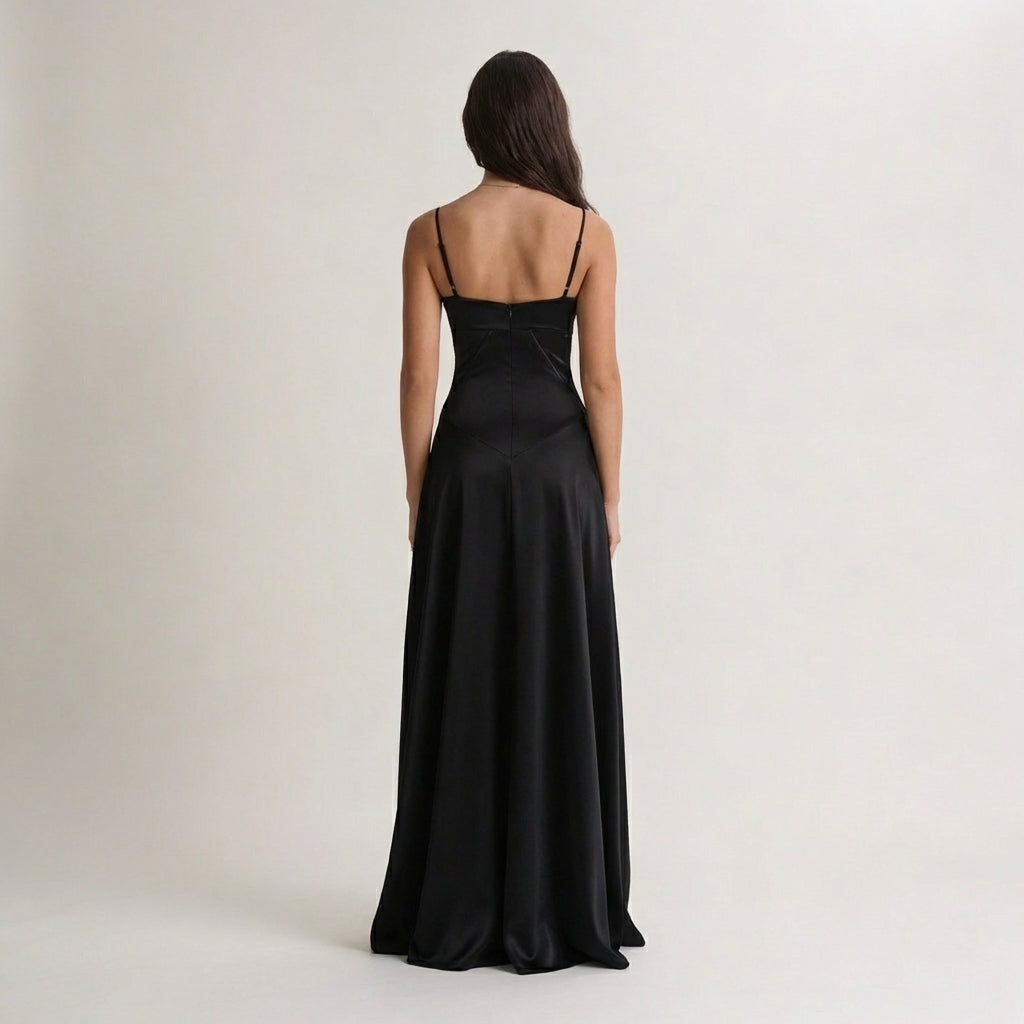 Abito lungo Donna in Raso di Seta Elegante