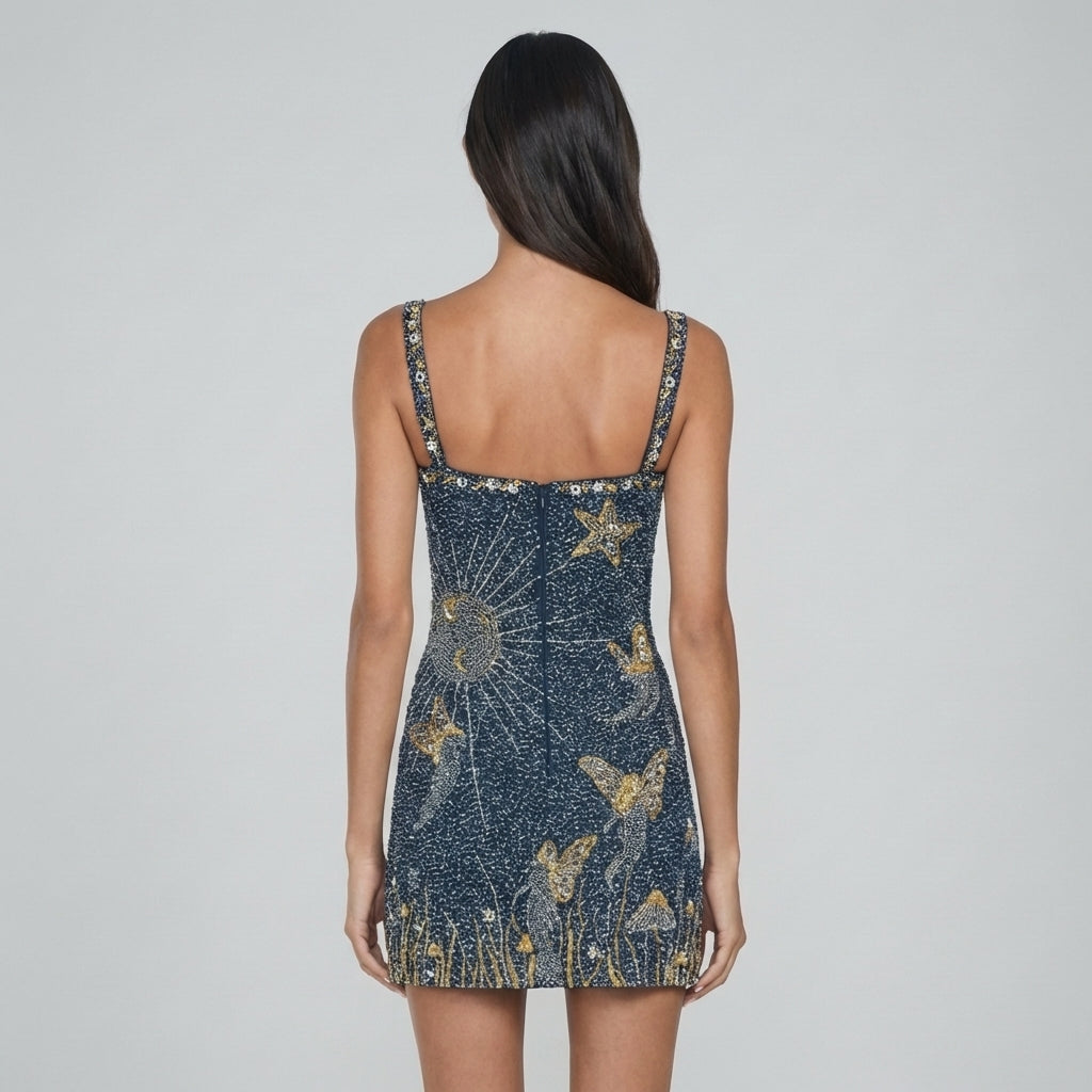 Miniabito Donna in Tessuto Scintillante Vestibilità Slim