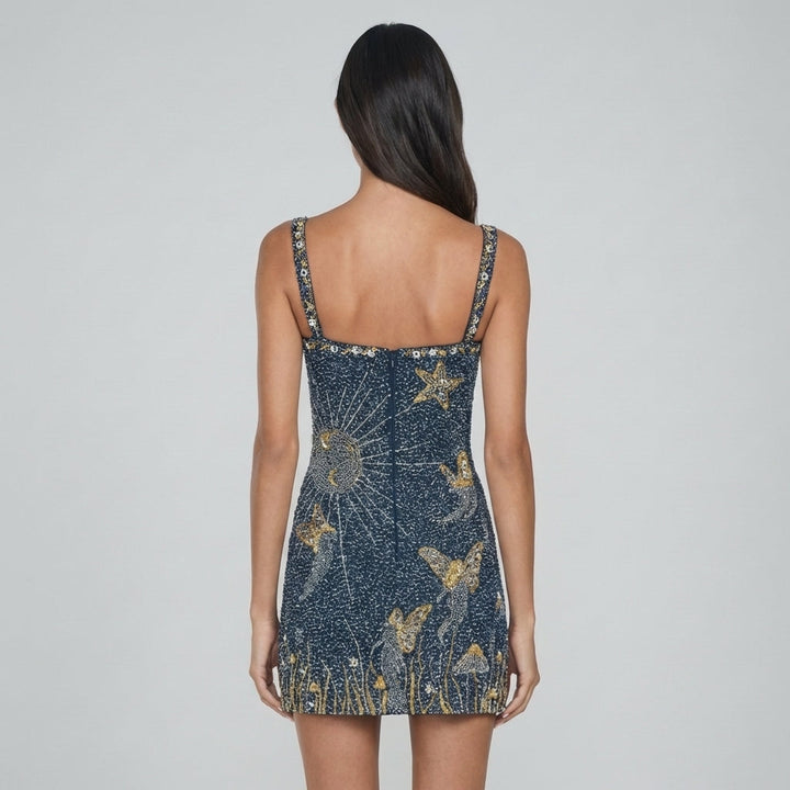 Miniabito Donna in Tessuto Scintillante Vestibilità Slim