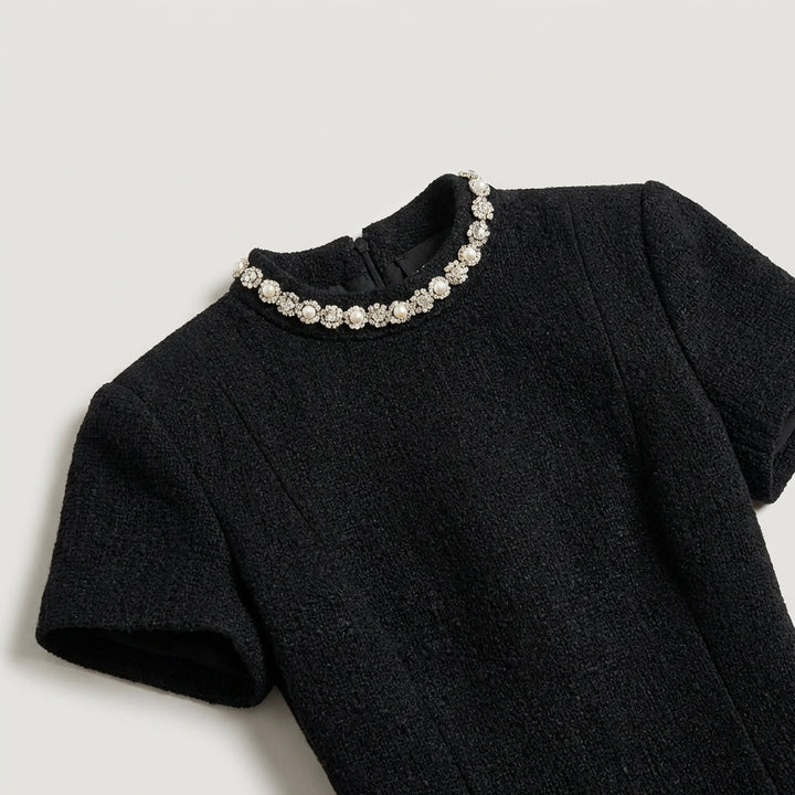 Minigonna Donna con Bordi Decorativi in Perle Slim