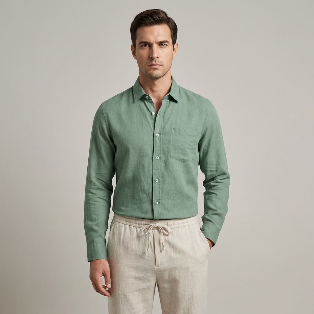 Completo Uomo Lino Maniche Lunghe Estivo Classico - Vesarelli
