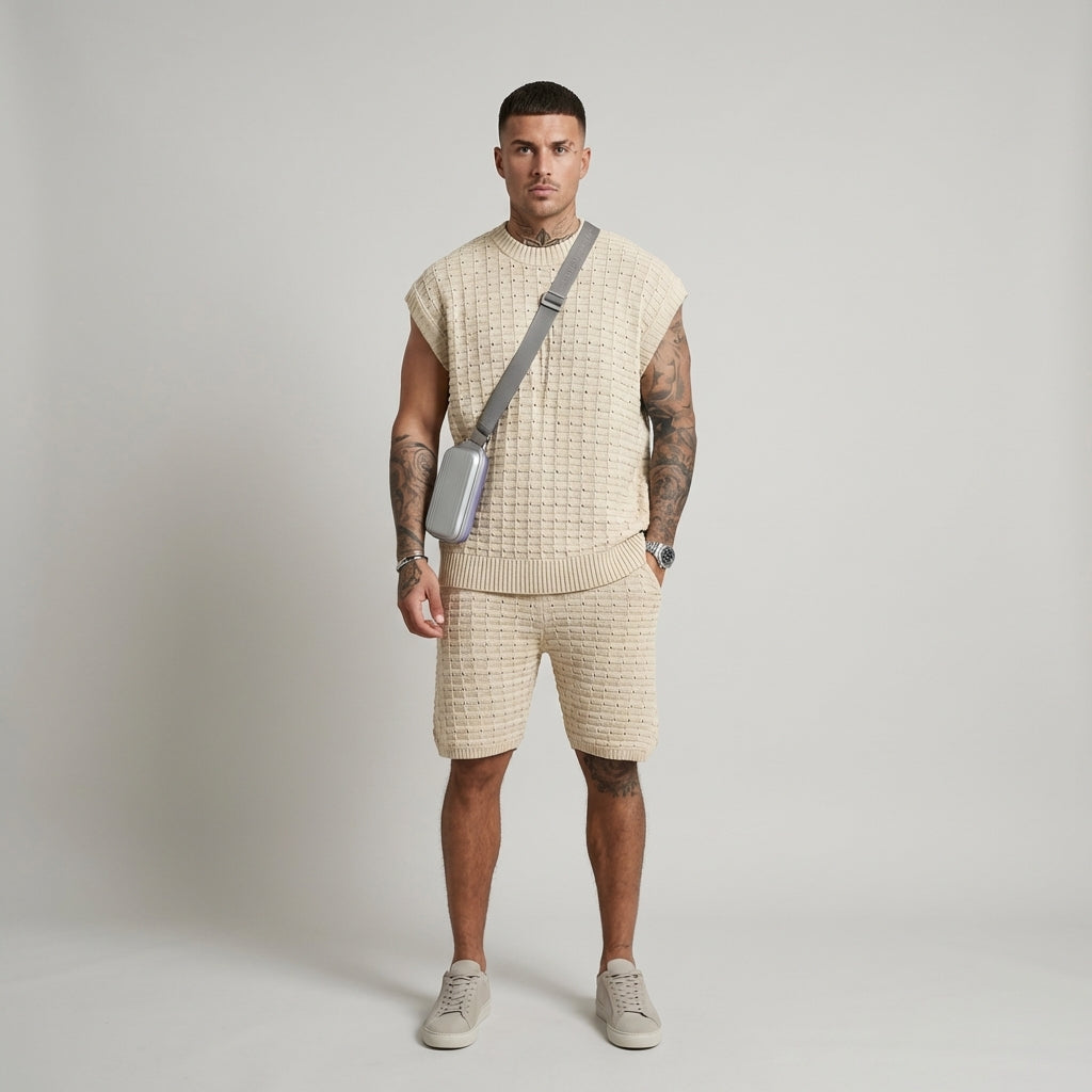 Completo Estivo Uomo Maglia Cotone Shorts Comodi - Vesarelli