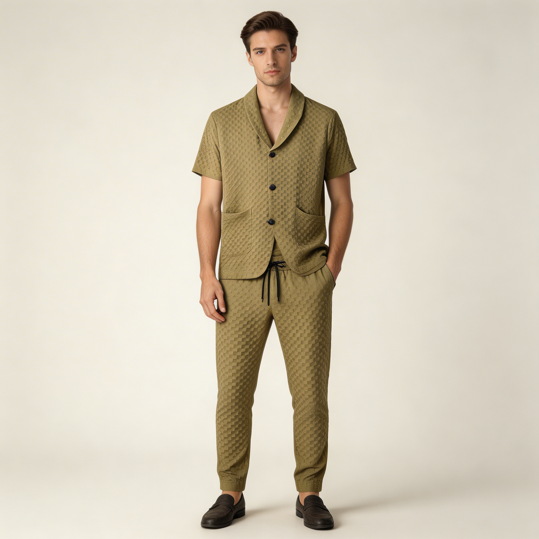 Completo Estivo Uomo Jacquard Pantaloni Eleganti - Vesarelli