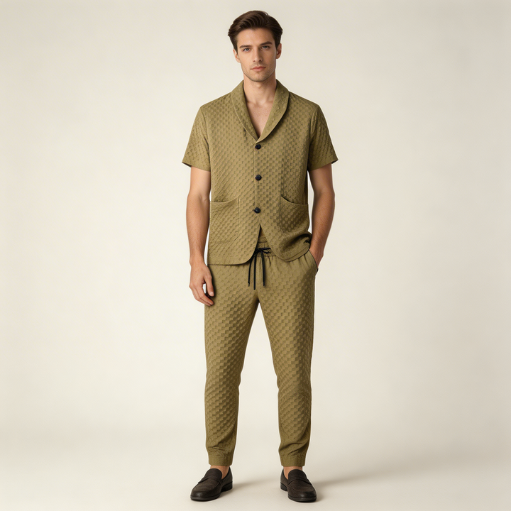 Completo Estivo Uomo Jacquard Pantaloni Eleganti - Vesarelli