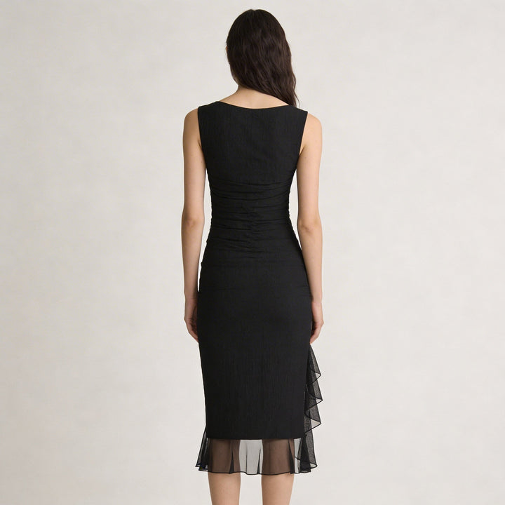 Abito Midi Donna Elegante Svasato Manica Corta