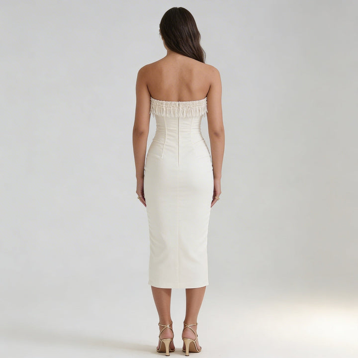 Abito Lungo Donna Senza Spalline Elegante