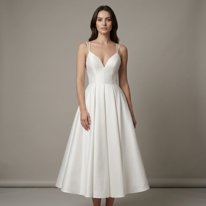 Abito Midi Donna Raffinato Elegante Taglio Dritto - Vesarelli