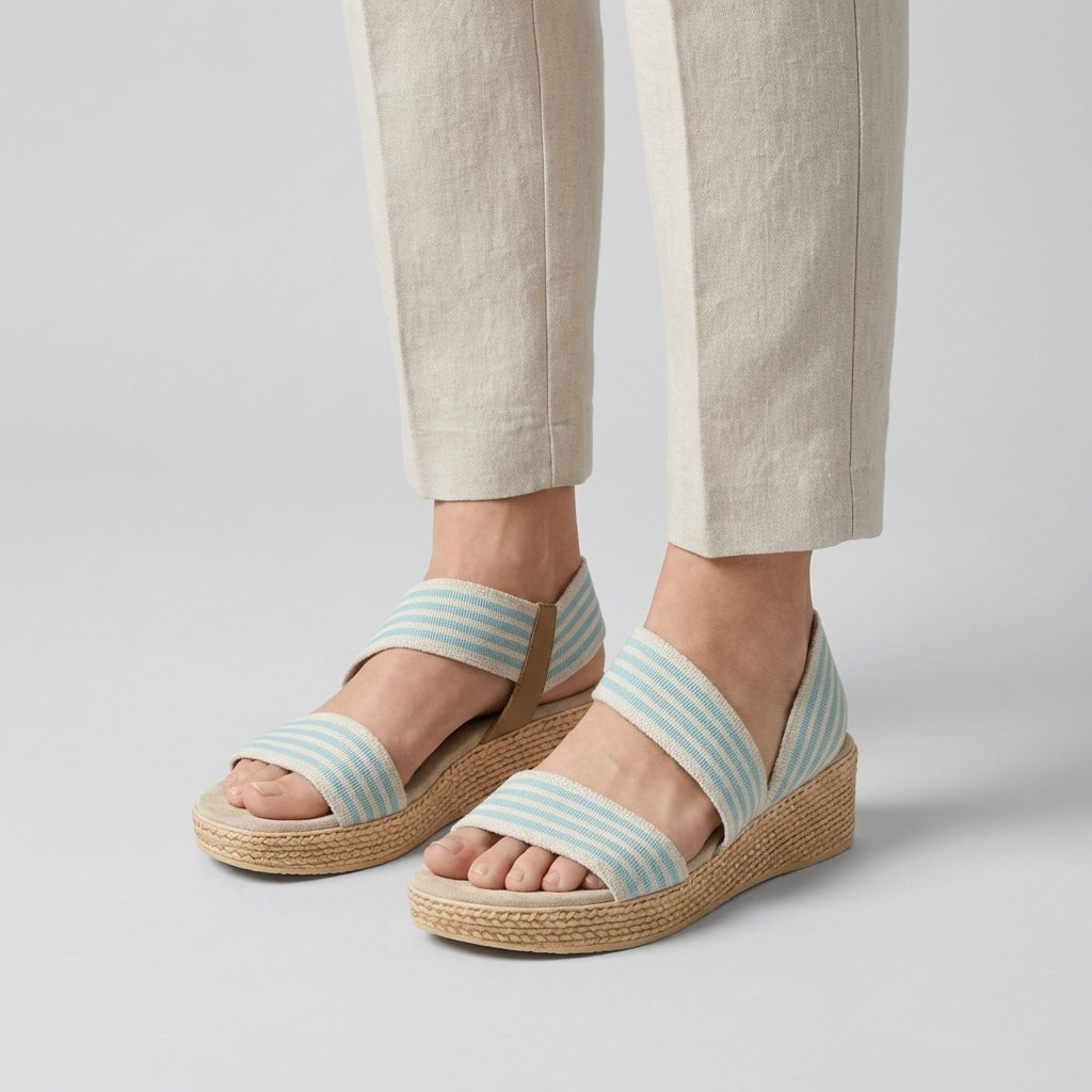 Sandalo Zeppa Donna Espadrillas Tessuto Charleston - Vesarelli