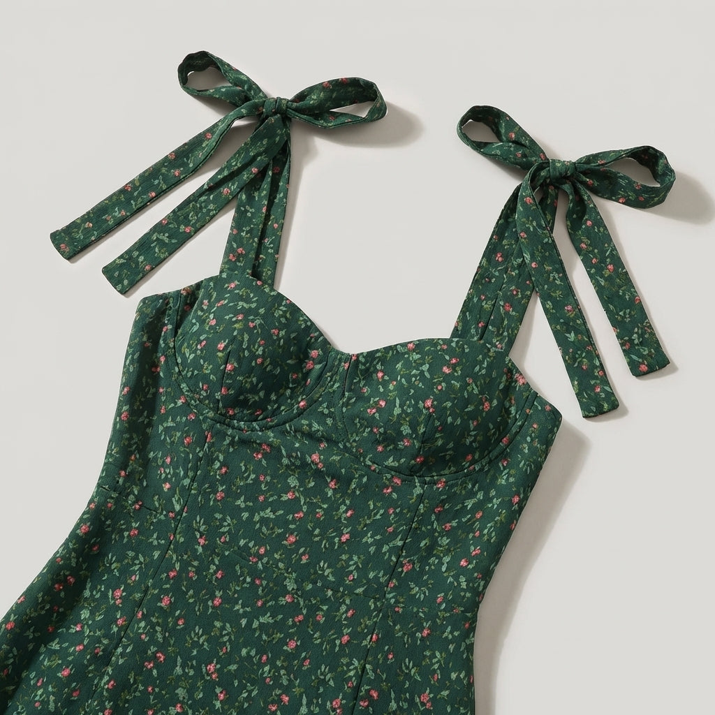 Abito Mini Donna Floreale Scollo a Cuore